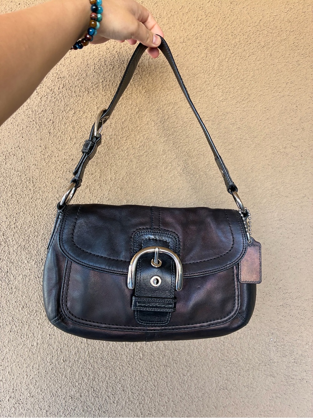 Black Shoulder Bag with Silver Buckle & Hangtag - Picture 12 of 13